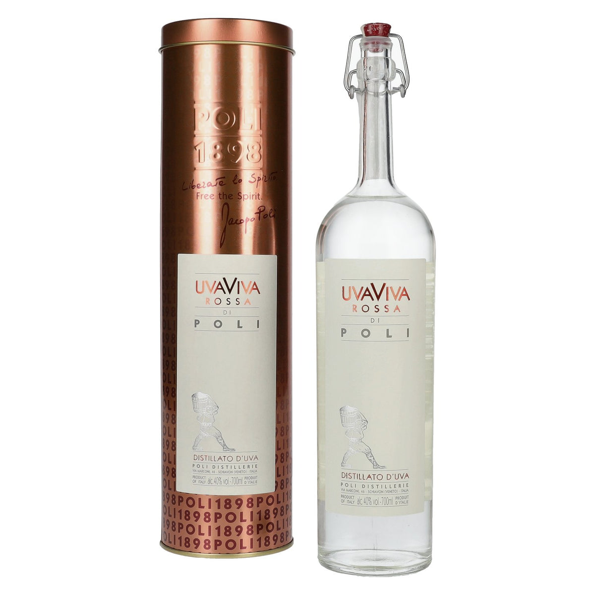 Poli UVAVIVA Rossa 40 % vol., 0,7 l, en boîte métallique