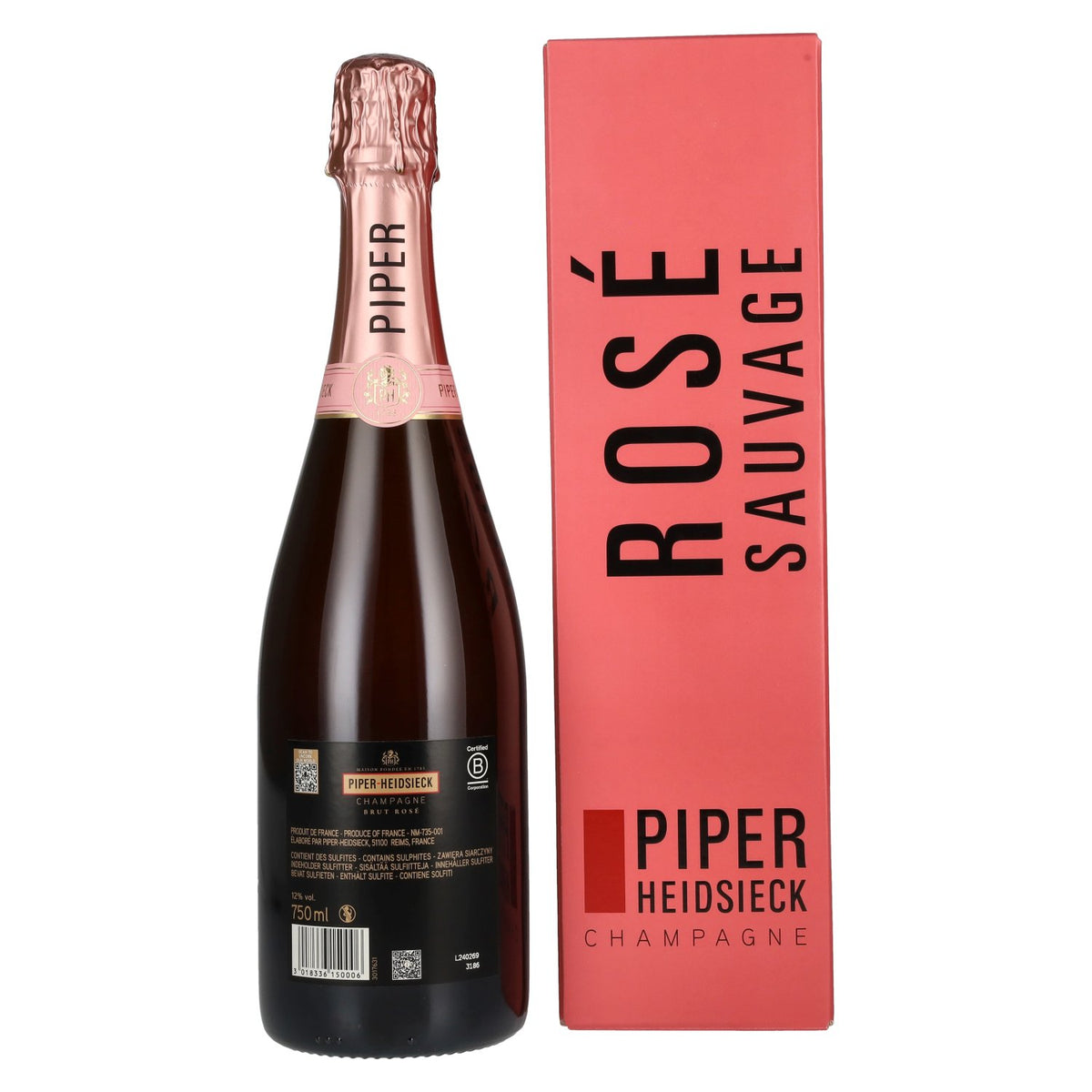 Piper-Heidsieck Champagne ROSÉ SAUVAGE Brut 12% vol. 0,75 l in geschenkverpakking