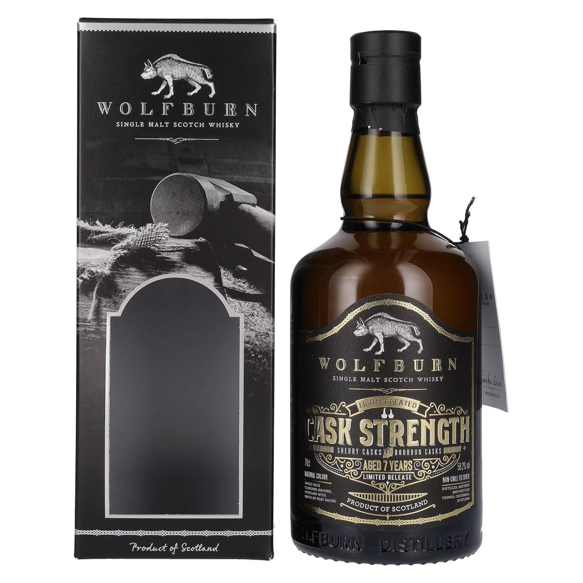Wolfburn 7 ans d'âge Single Malt CASK STRENGTH Édition Fête des Pères 58,2 % vol. 0,7 l dans un coffret cadeau