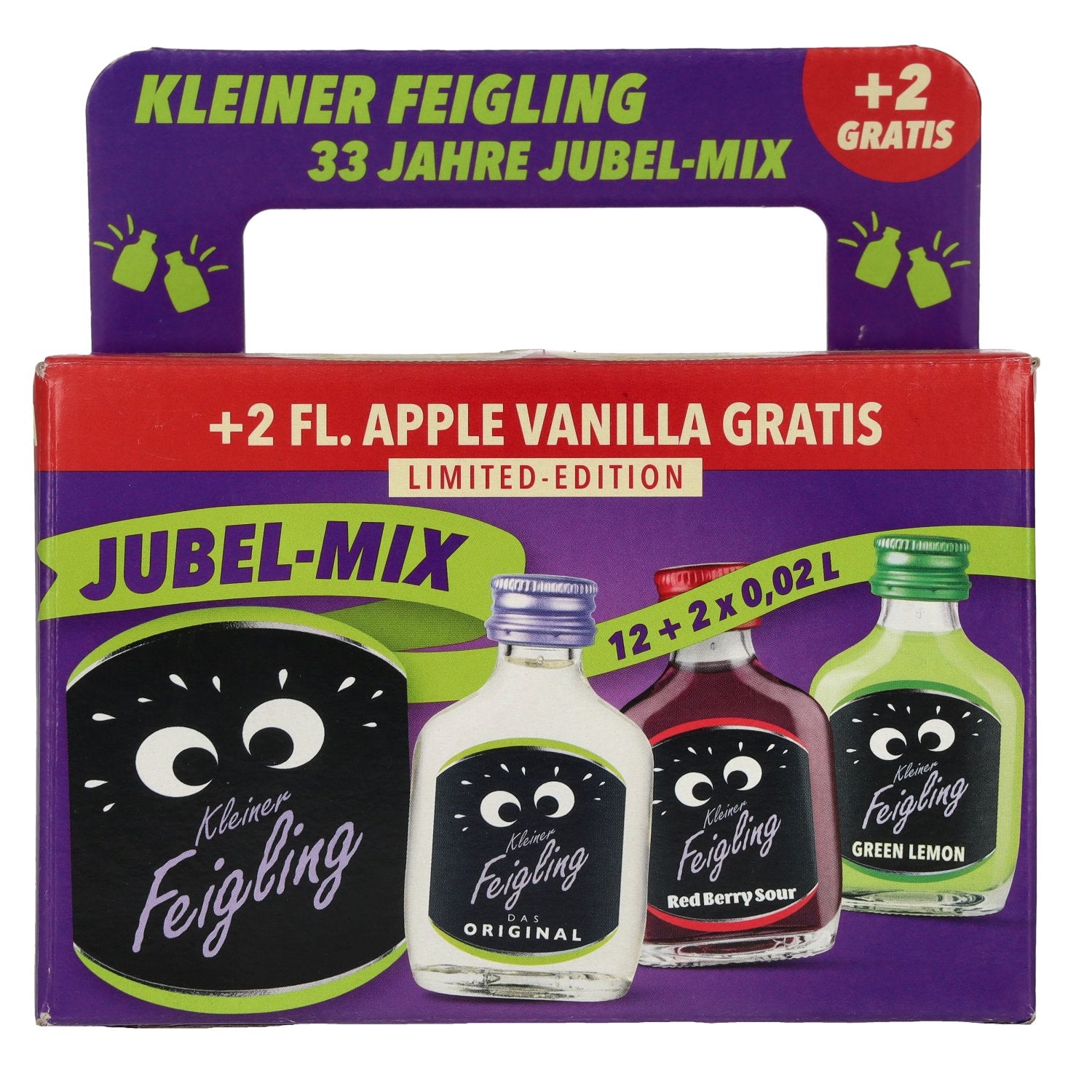 Kleiner Feigling Jubel-Mix 15,4% Vol. 12x0,02l met 2 flessen Appel Vanille 0,02l