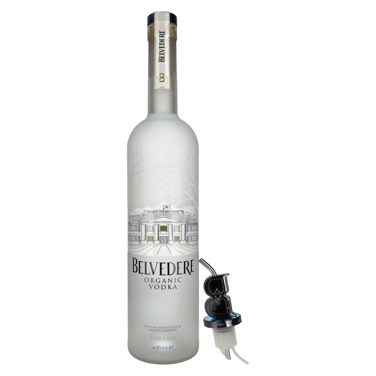 Belvedere Organic Vodka 40% Vol. 6l met schenktuit + LED
