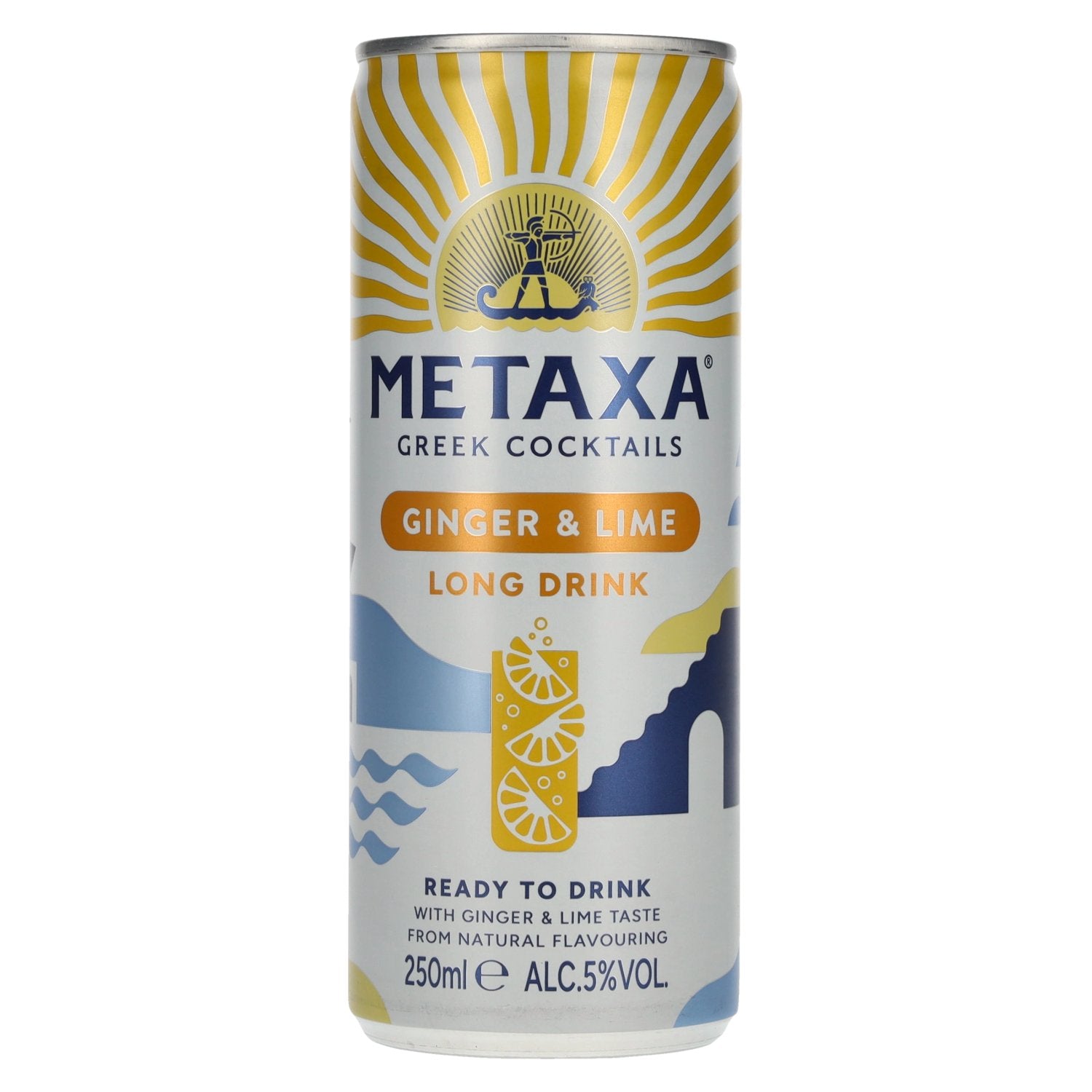 Metaxa Ginger & Lime Long Drink Greek Cocktails Ready to Drink 5% Vol. 0,25l Dose Pfand