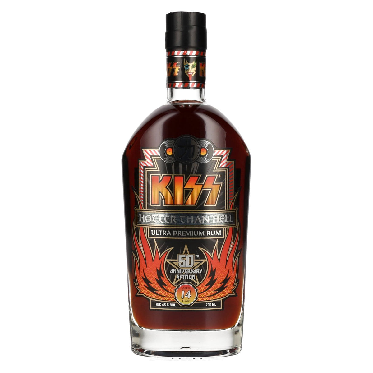 Kiss 14 Years Old Hotter than Hell Rhum Ultra Premium Édition 50e anniversaire 45 % vol. 0,7 l