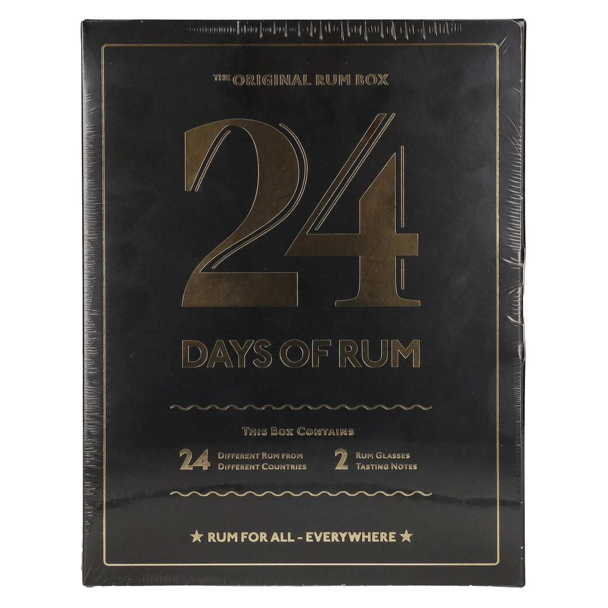 24 DAYS OF RUM The Original Rum Box Black Edition 41,3% Vol. 24x0,02l in Geschenkbox mit 2 Nosing Gläsern