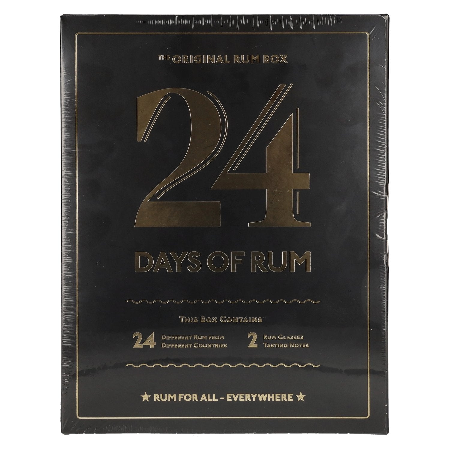24 DAYS OF RUM The Original Rum Box Black Edition 41,3% Vol. 24x0,02l in Geschenkbox mit 2 Nosing Gläsern