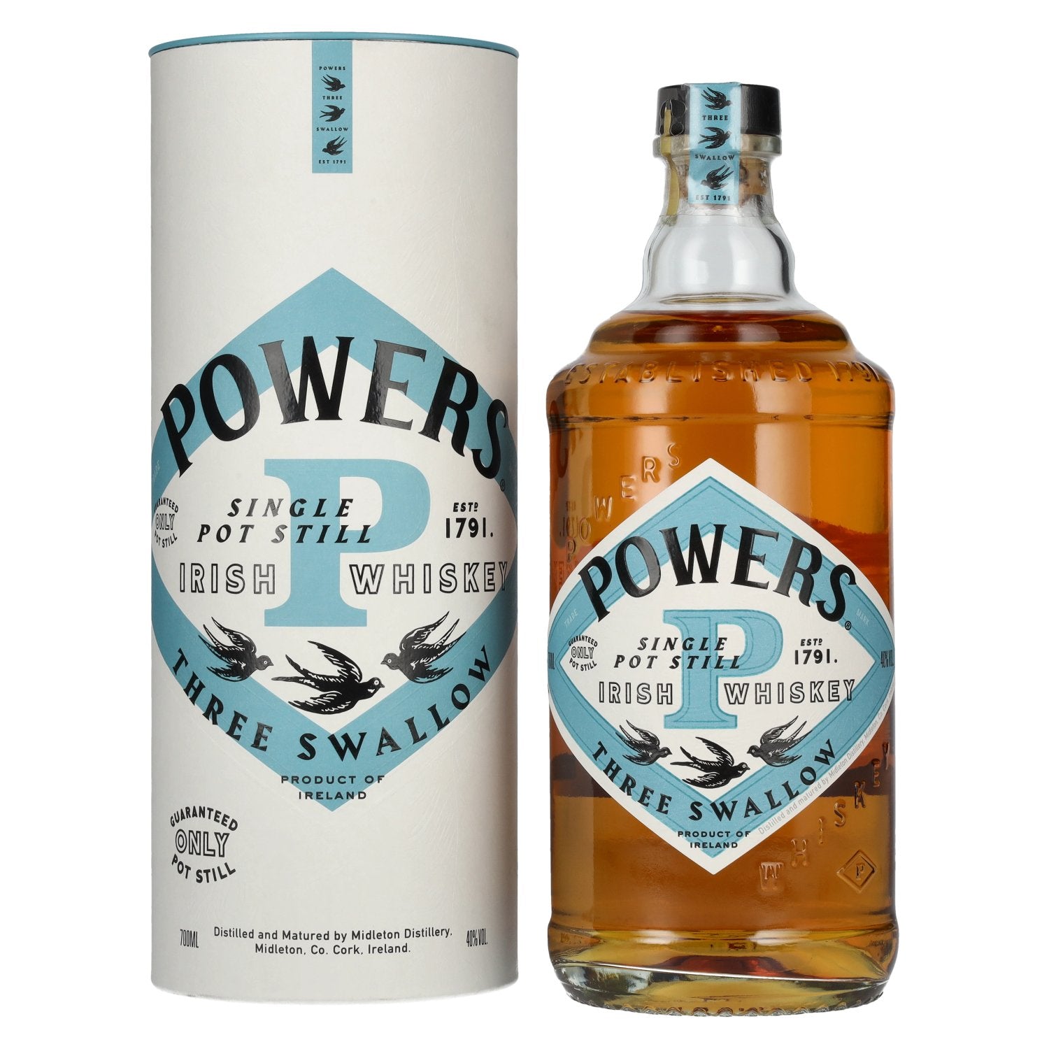 Powers THREE SWALLOW Single Pot Still Irish Whiskey 40% Vol. 0,7l in Geschenkbox