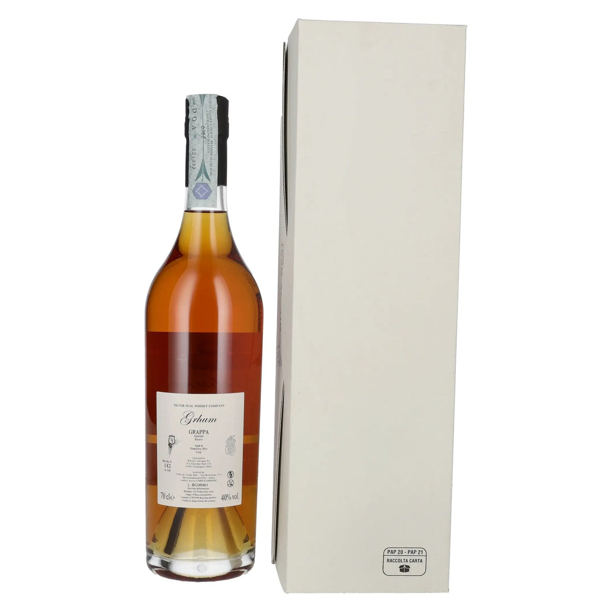 Silver Seal Grappa Riserva Single Demerara Rum Cask 2023 40% vol. 0,7 l in geschenkverpakking