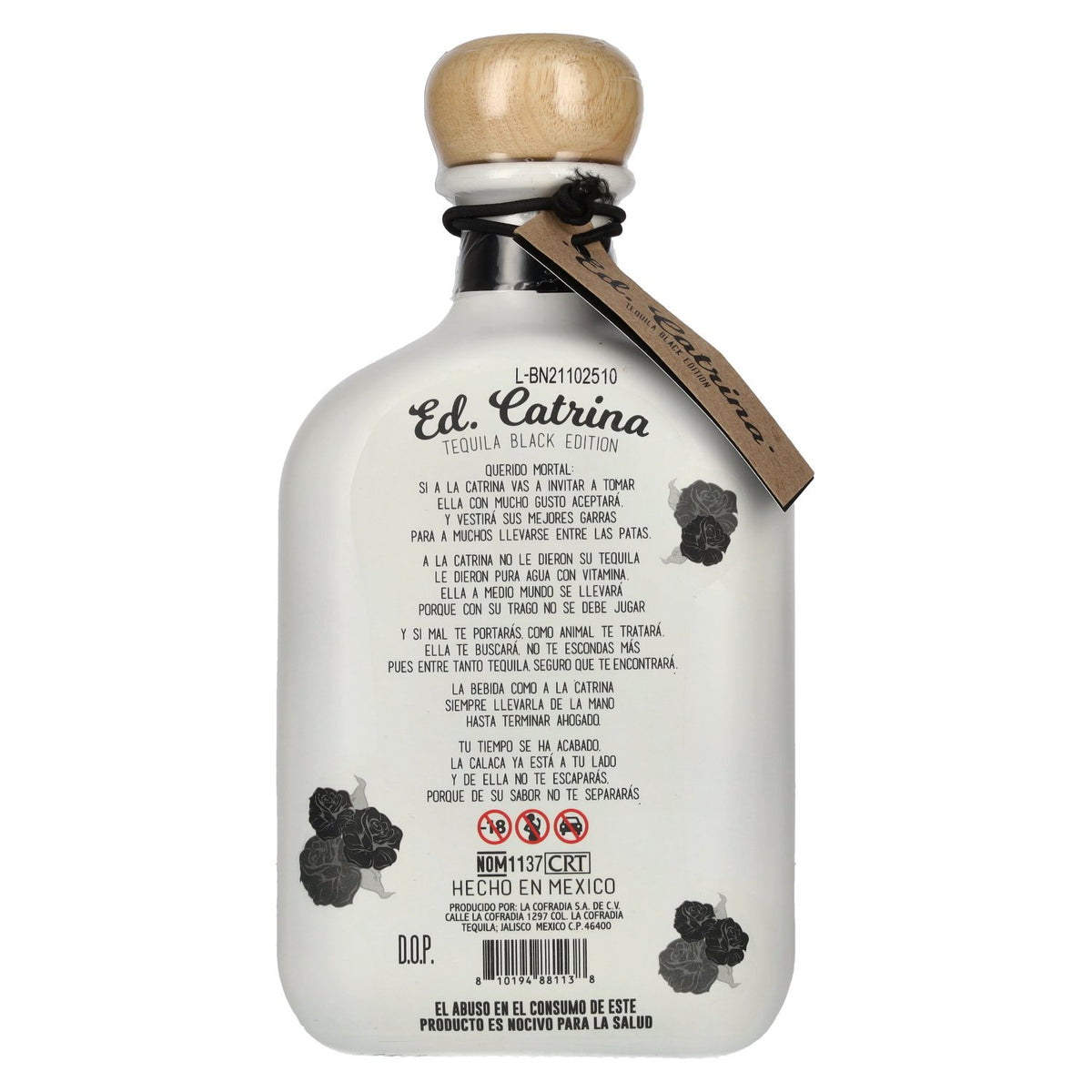 La Cofradia ED. CATRINA Tequila Blanco 100% Agave NEGRO 50% ABV 0.7l