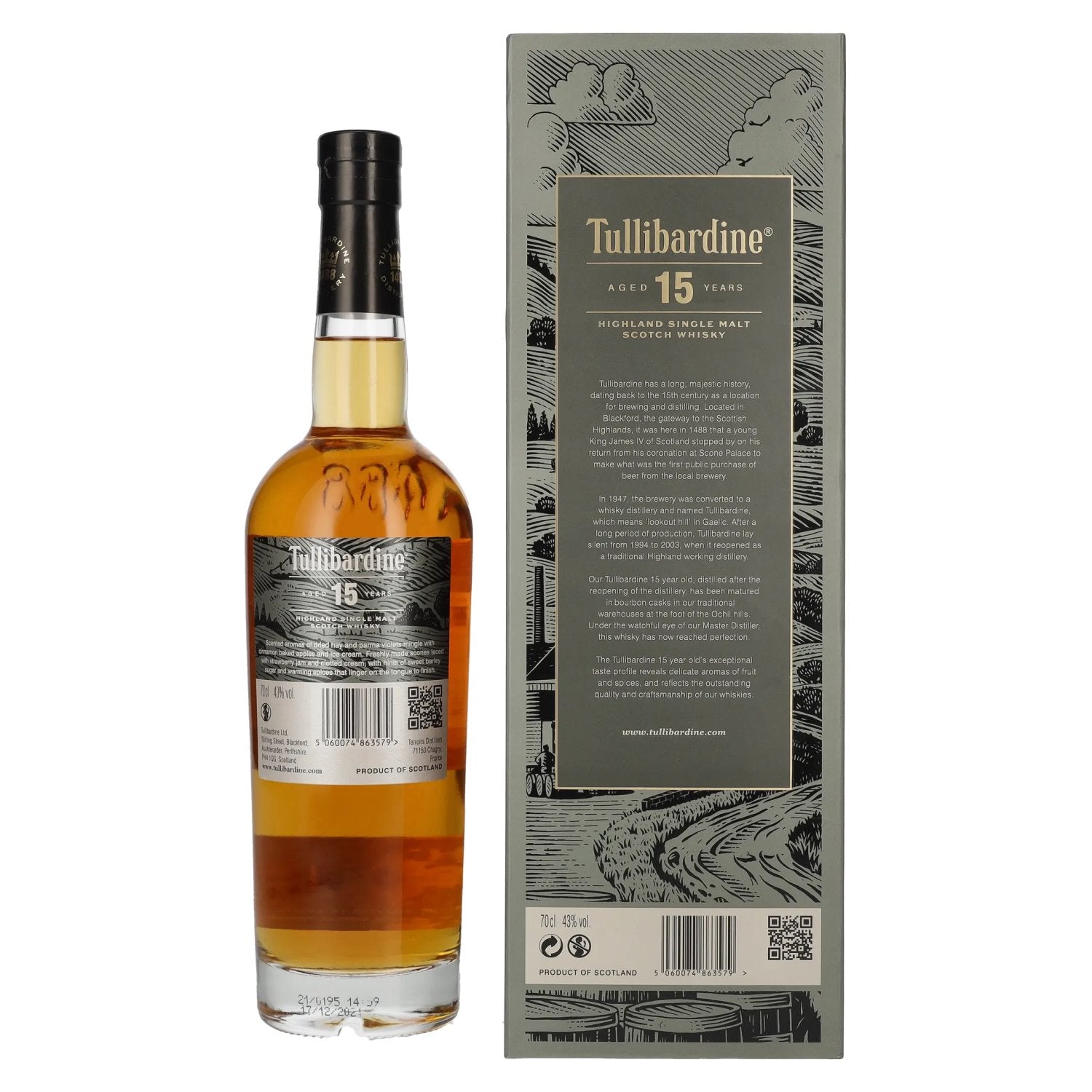 Tullibardine 15 Years Old Highland Single Malt Scotch Whisky 43% Vol. 0,7l in Geschenkbox