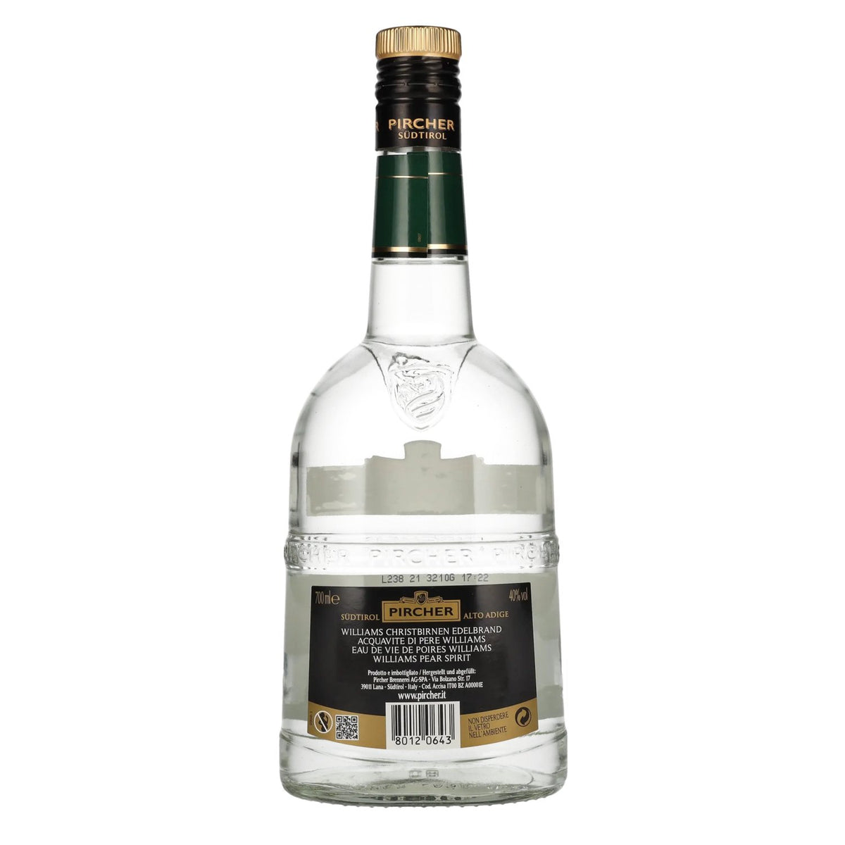Pircher WILLIAMS Südtiroler Williams-Christbirnen-Edelbrand 40% Vol. 0,7l