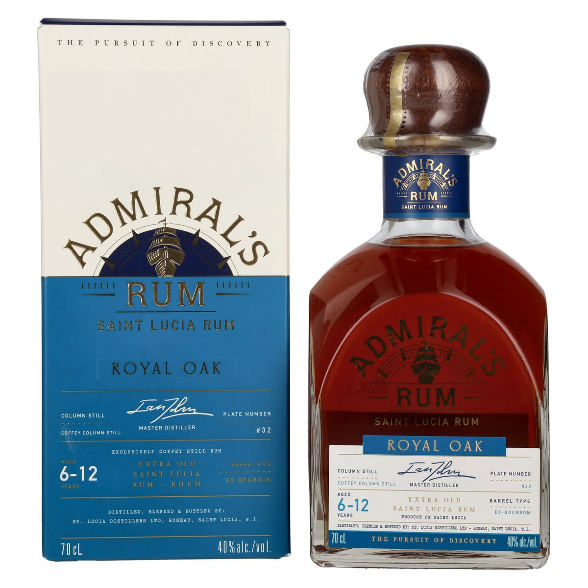 Admiral's ROYAL OAK Extra Old Saint Lucia Rum 40% Vol. 0,7l in Geschenkbox