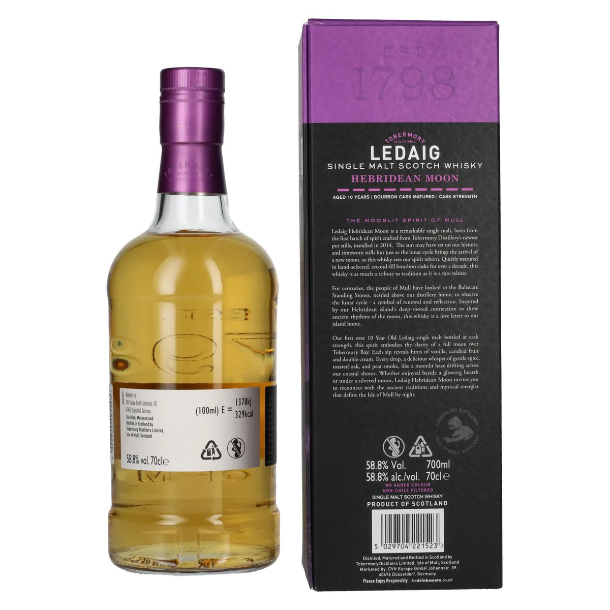 Ledaig 10 ans d'âge HEBRIDEAN MOON Single Malt Édition limitée 58,8 % vol. 0,7 l dans un coffret cadeau