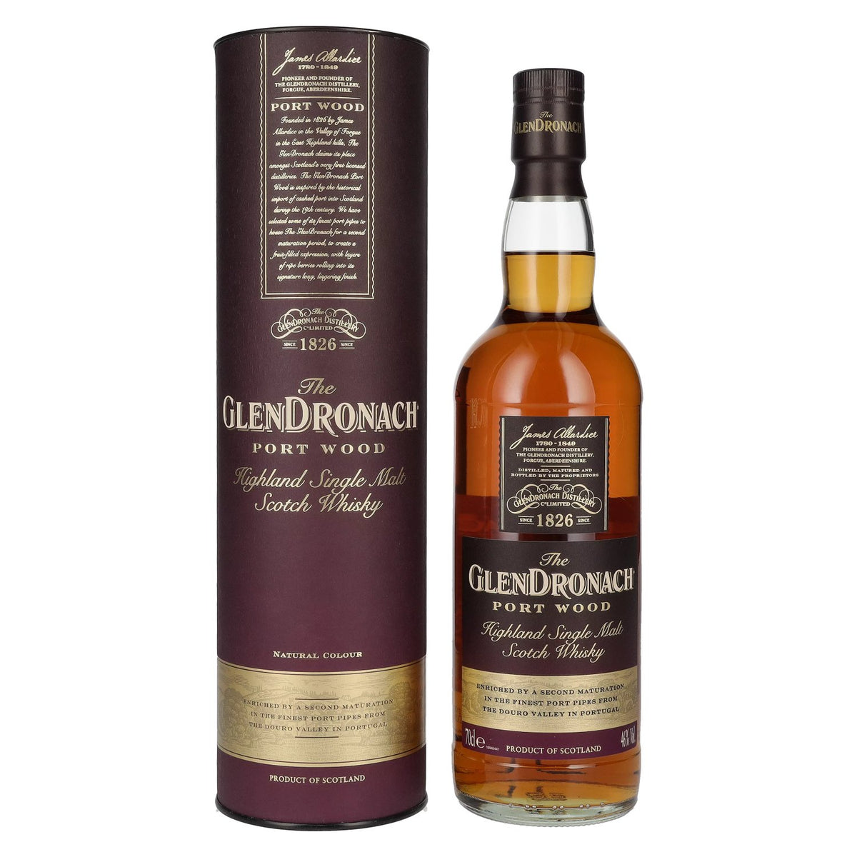 The GlenDronach PORT WOOD Highland Single Malt 46% ABV 0.7l in a gift box