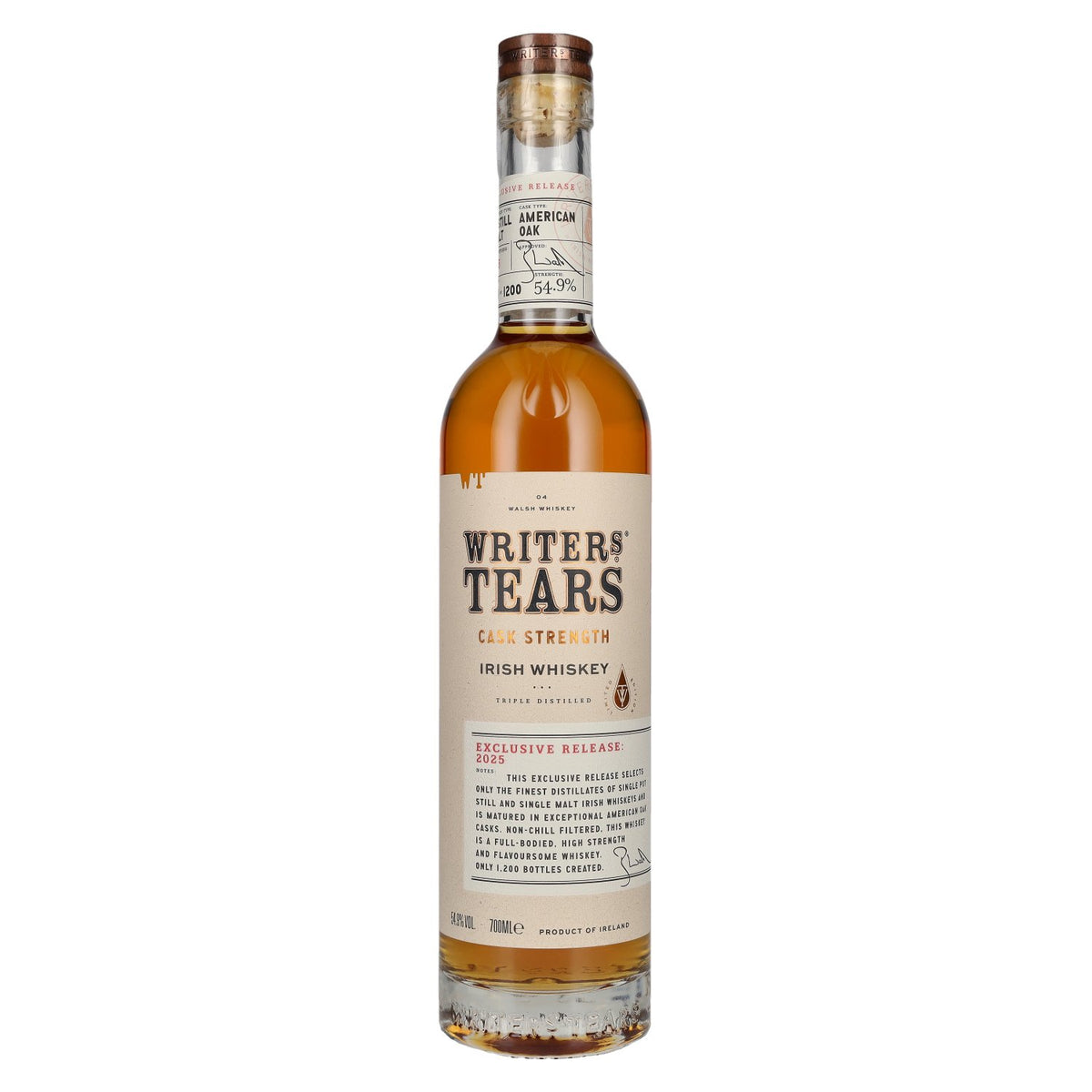 Writer's Tears CASK STRENGTH Irish Whiskey Édition exclusive 2025 54,9 % vol. 0,7 l dans un coffret cadeau