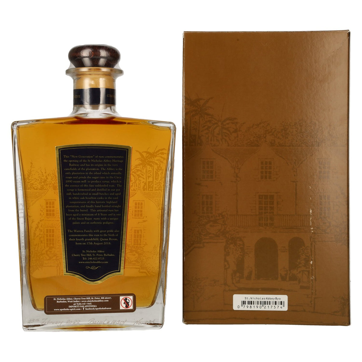 St. Nicholas Abbey Barbados Rum 8 Years Old Single Cask 40% Vol. 0,7l in Geschenkbox