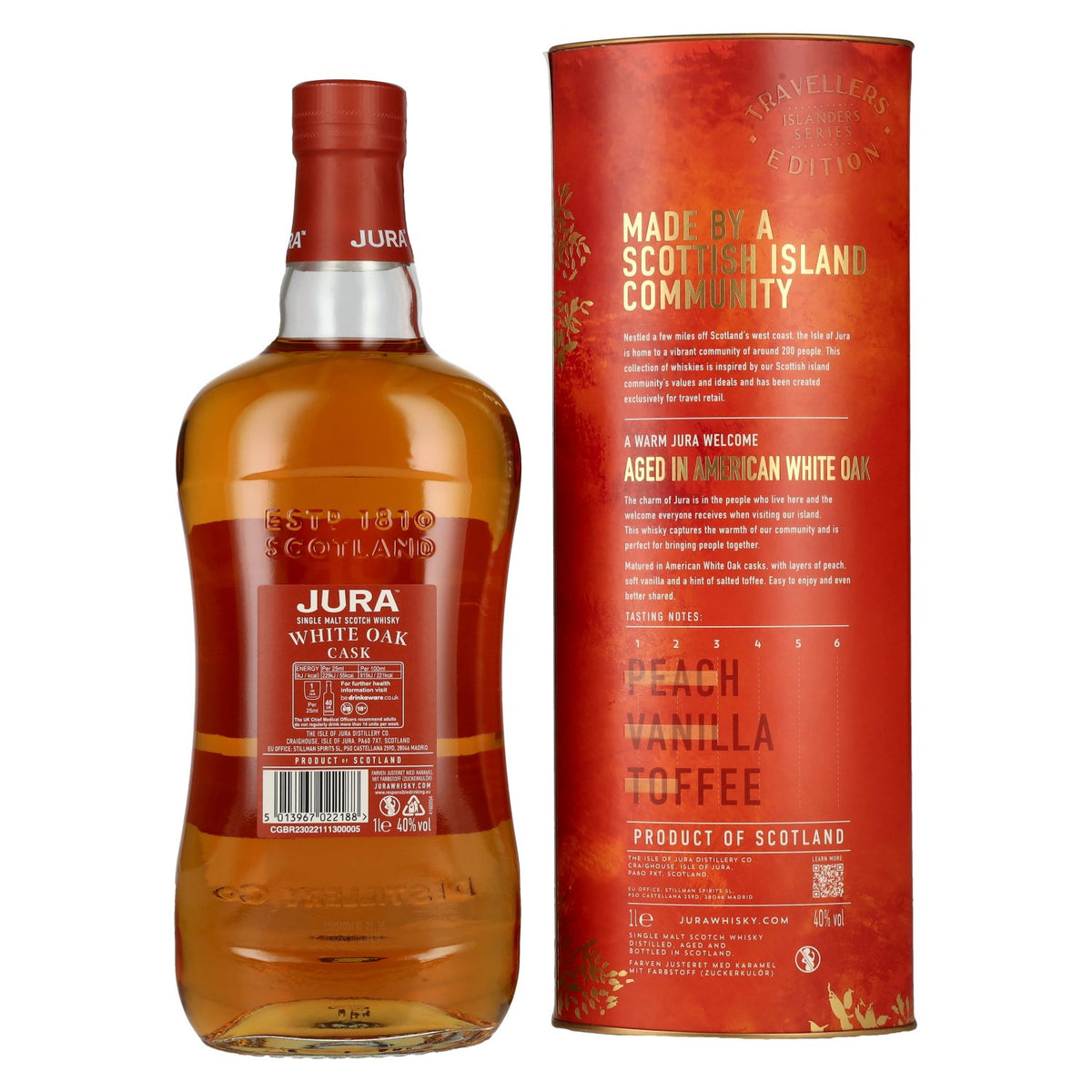 Jura White Oak Cask Single Malt Scotch Whisky 40% ABV, 1 litre, in a gift box