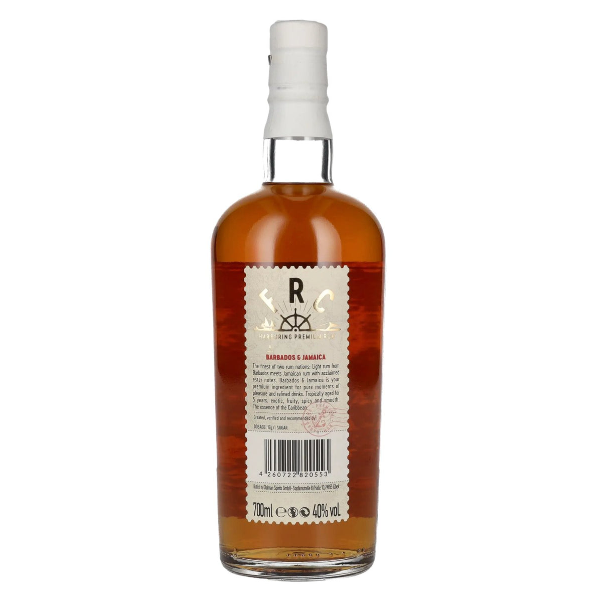 Rhum FRC des Caraïbes, originaire de la Barbade et de la Jamaïque, 40 % vol., 0,7 l