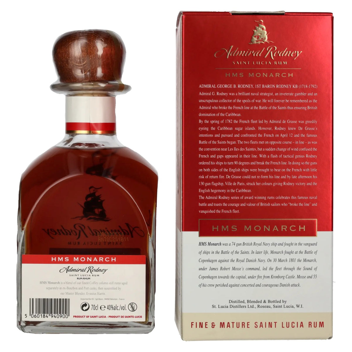 Admiral Rodney HMS MONARCH Saint Lucia Rum 40% Vol. 0,7l in Geschenkbox