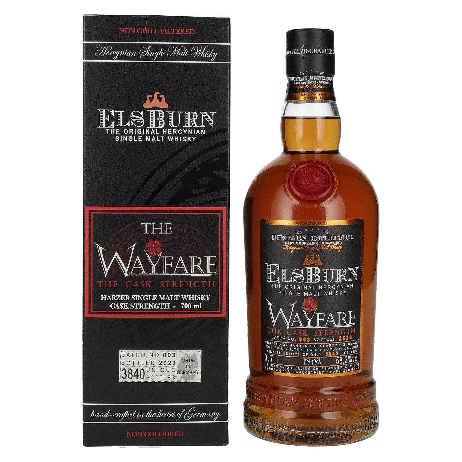 Elsburn WAYFARE The Cask Strength Batch No. 003 2023 58,2% Vol. 0,7l en boîte cadeau