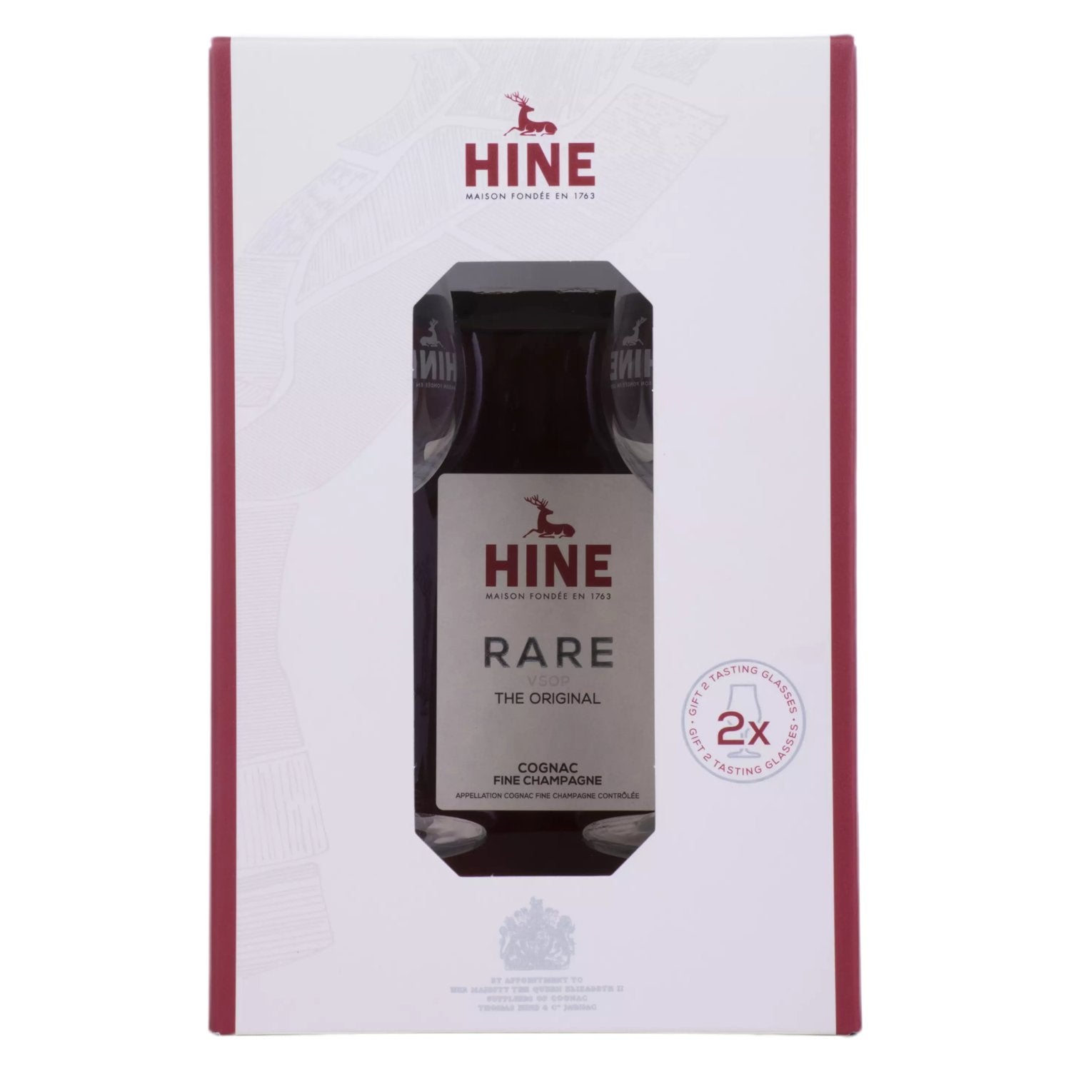 Hine RARE VSOP The Original Fine Champagne Cognac 40% Vol. 0,7l in Geschenkbox mit 2 Gläsern