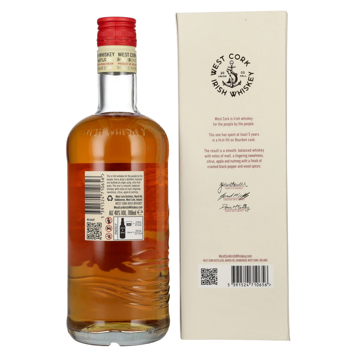 West Cork 5-Year-Old Bourbon Cask Irish Whiskey 40% vol. 0.7l in a gift box