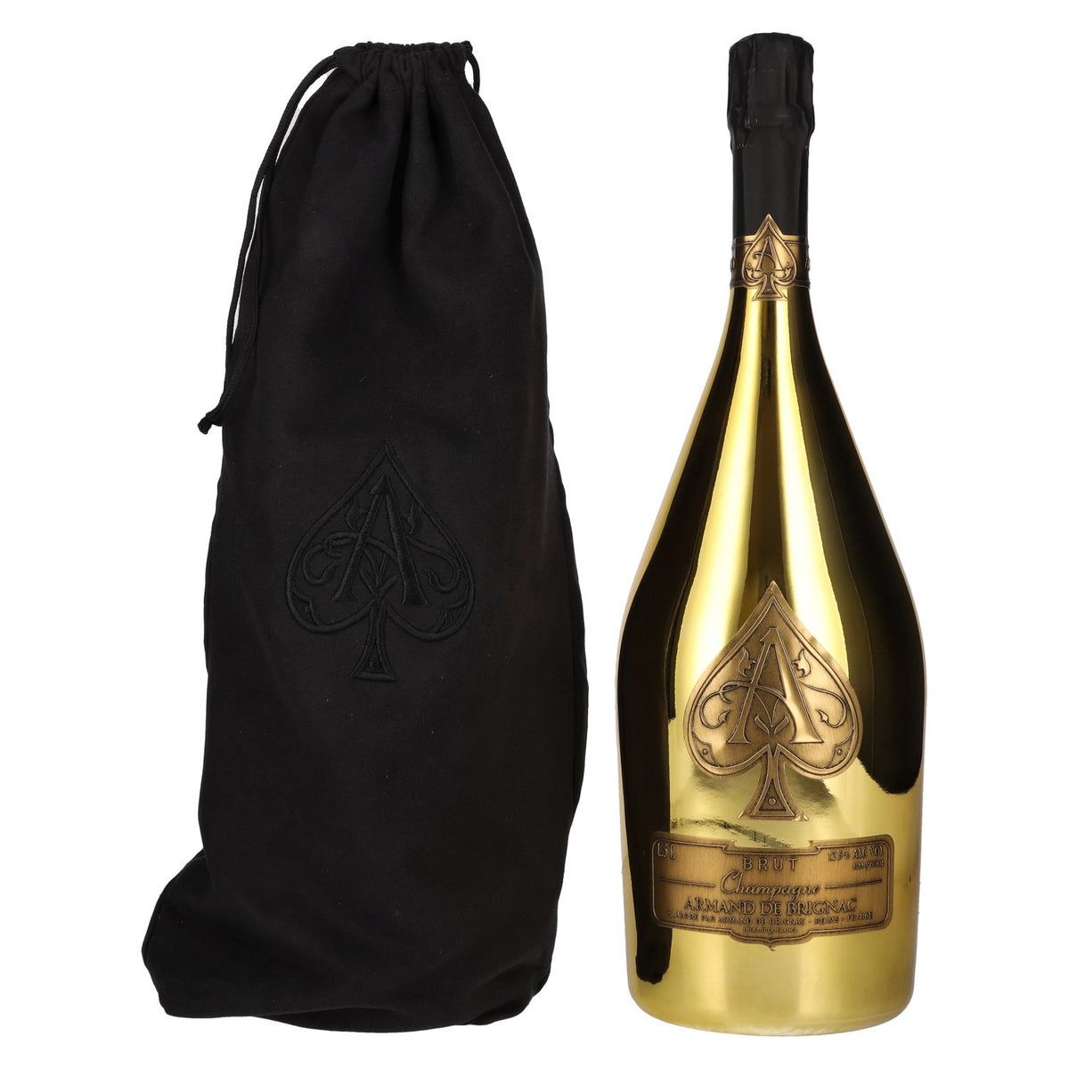 Armand de Brignac Champagne Brut Gold 12,5% Vol. 1,5l in Fluwelen Zakje