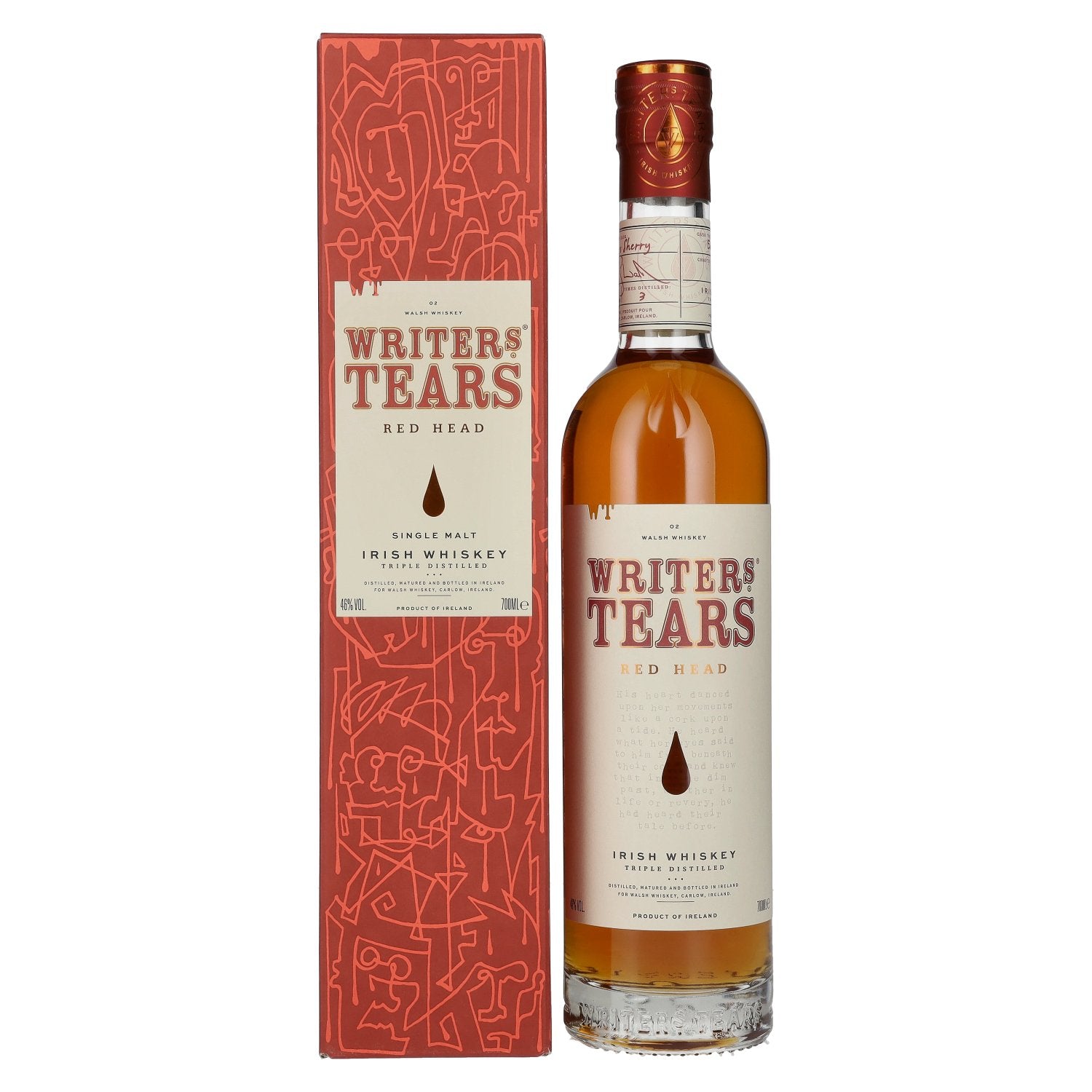 Writer's Tears RED HEAD Irish Single Malt Whiskey 46% Vol. 0,7l in geschenkverpakking