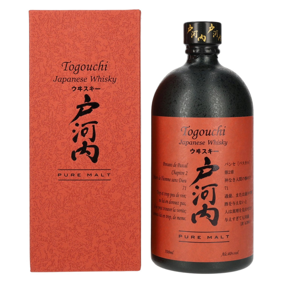 Whisky japonais Togouchi PURE MALT 40 % vol., 0,7 l, dans un coffret cadeau