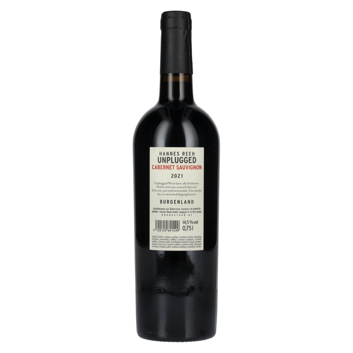 Hannes Reeh Cabernet Sauvignon Unplugged 2021 14,5% Vol. 0,75l