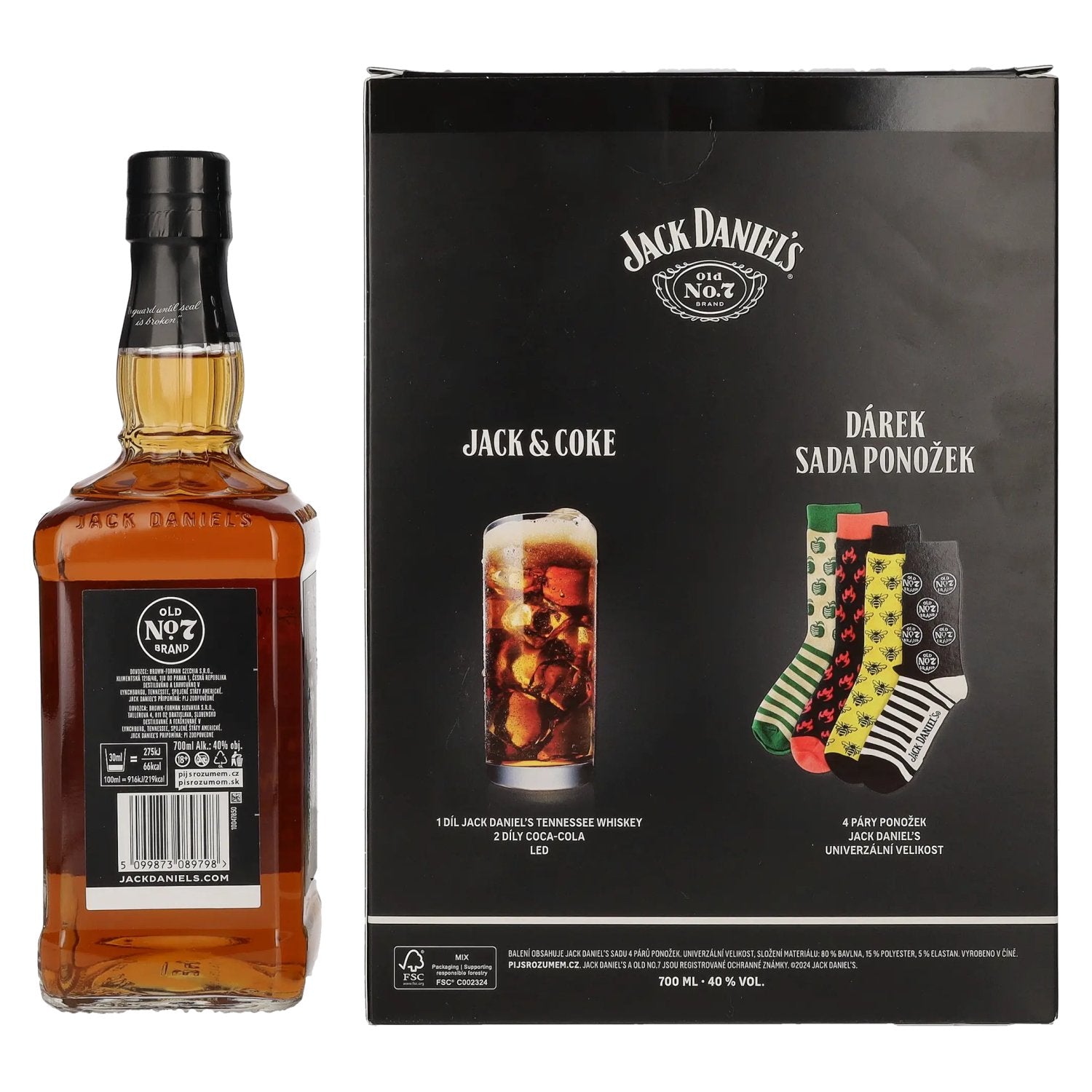 Jack Daniel's Tennessee Whiskey 40% Vol. 0,7l with socks