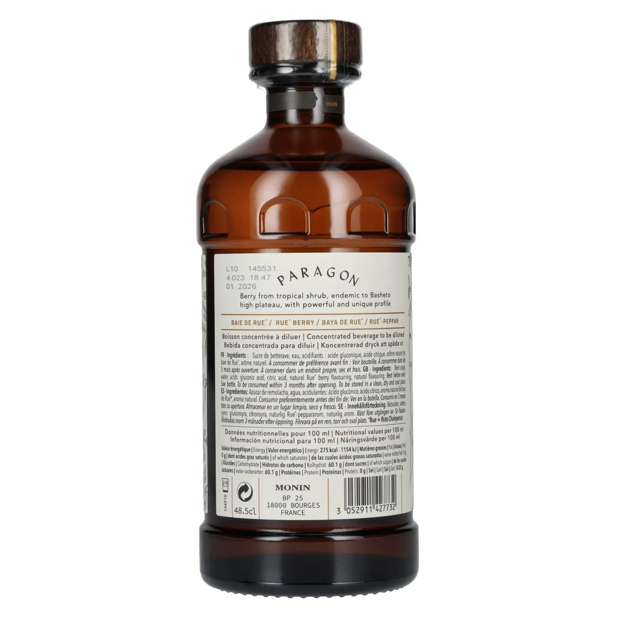 Monin Paragon RUE BERRY Single Botanic Cordial Pepper Collection 0,485 l