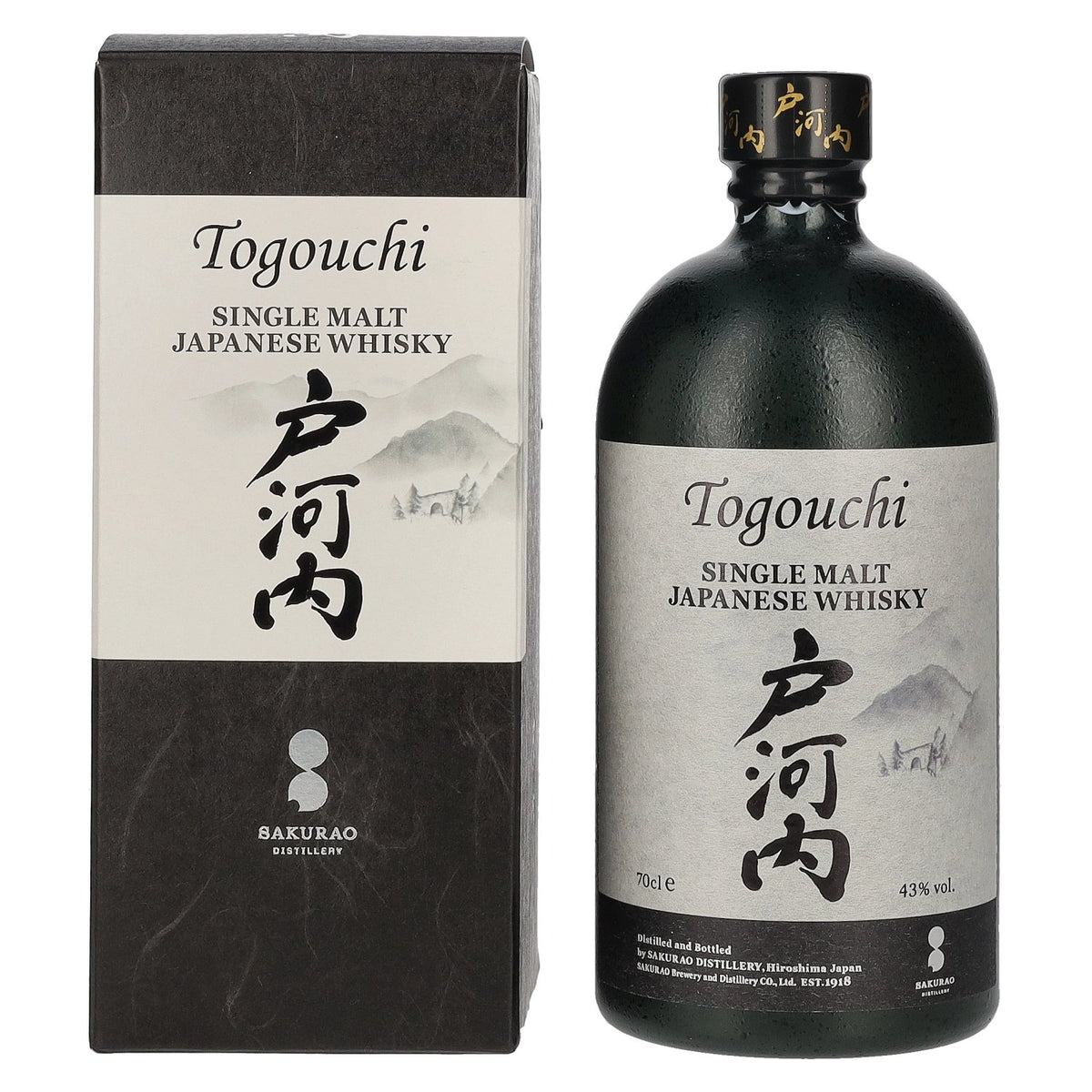 Whisky japonais single malt Togouchi, 43 % vol., 0,7 l, dans un coffret cadeau