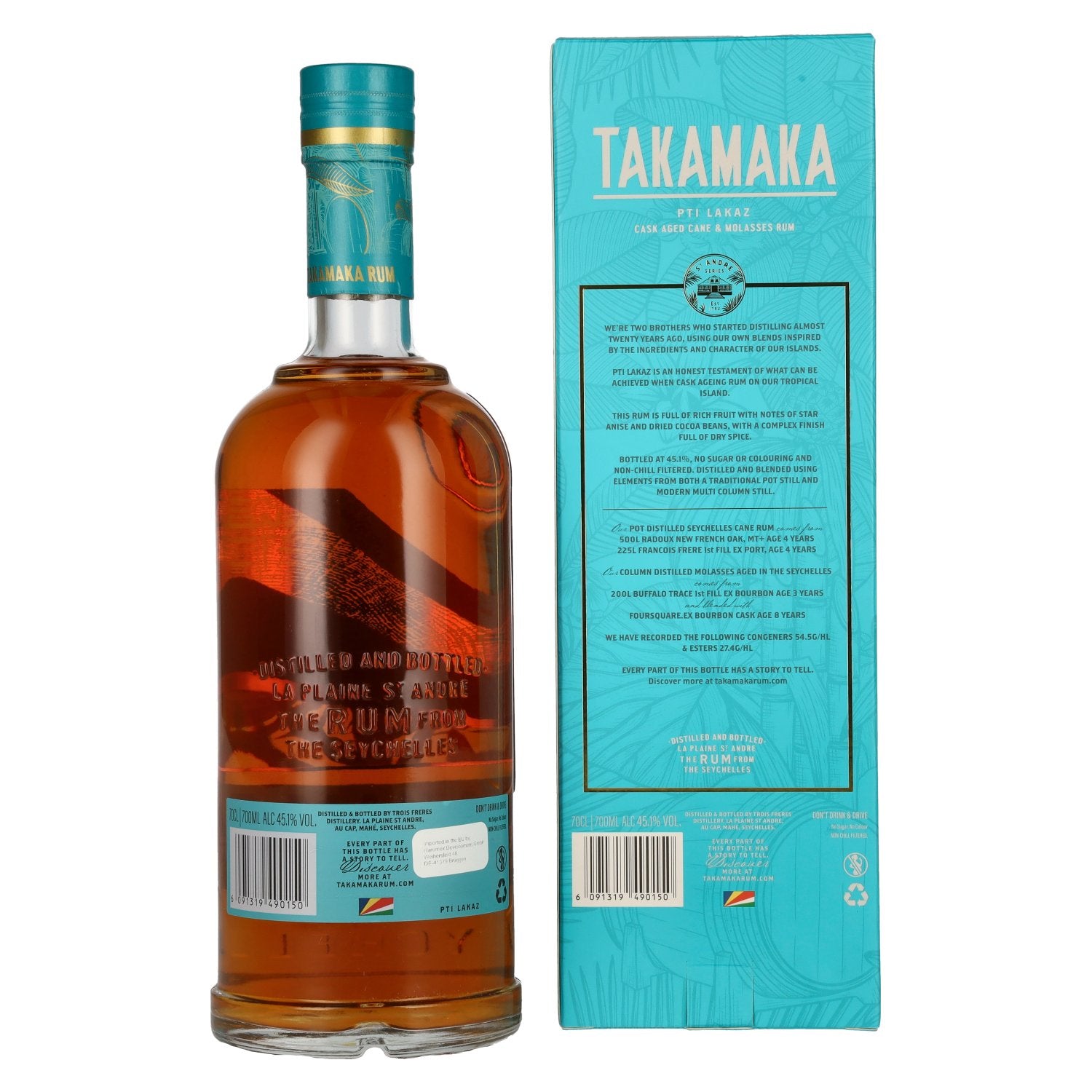 Takamaka PTI LAKAZ Rum Batch 2 45,1% Vol. 0,7l in Geschenkbox