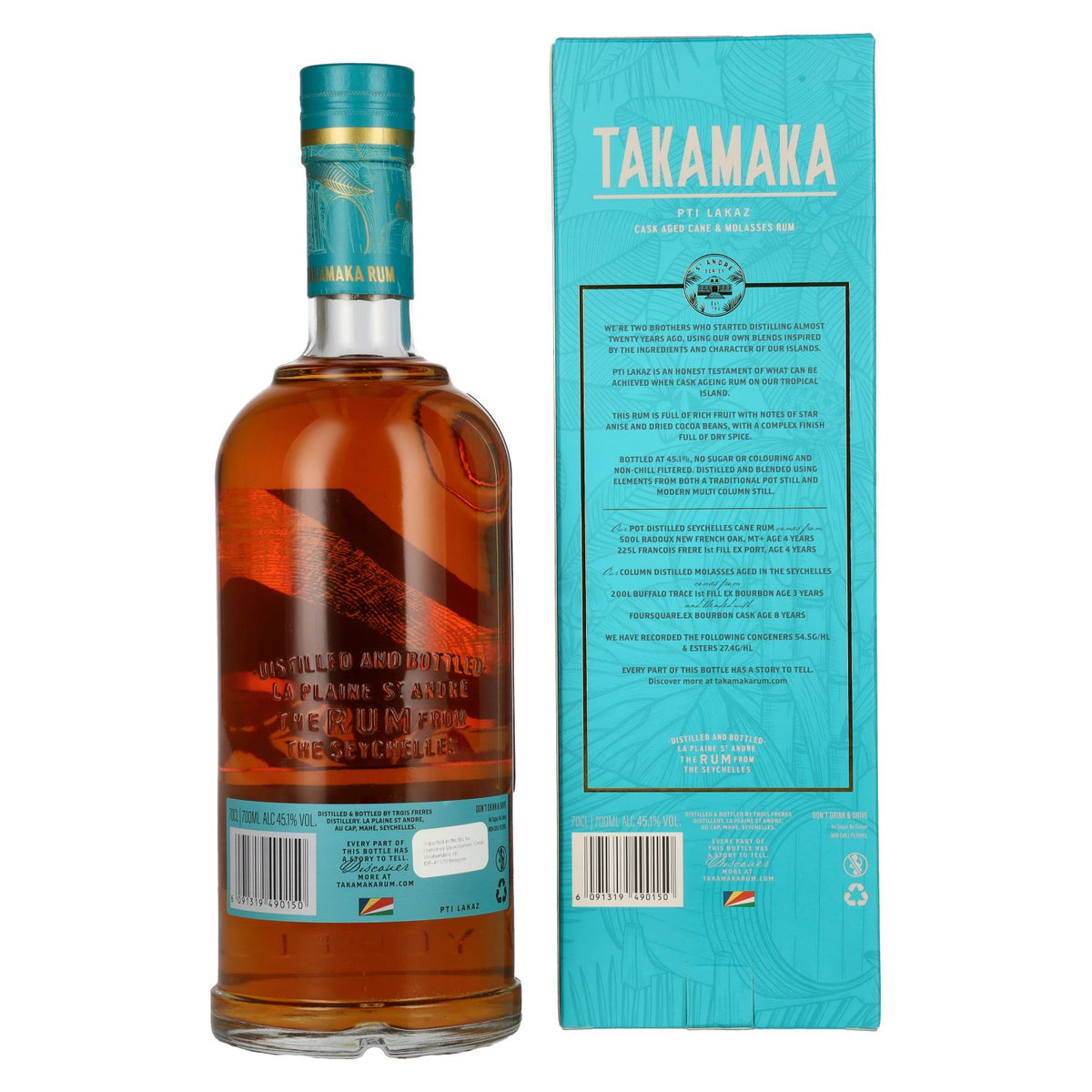 Takamaka PTI LAKAZ Rum Batch 2 45.1% ABV 0.7l in a gift box
