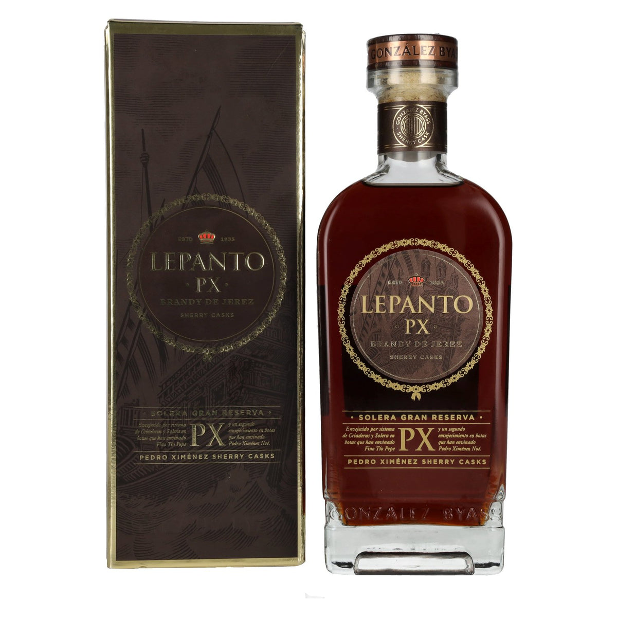 Lepanto P.X. Solera Gran Reserva Brandy de Jerez 36% vol. 0,7l en boîte cadeau