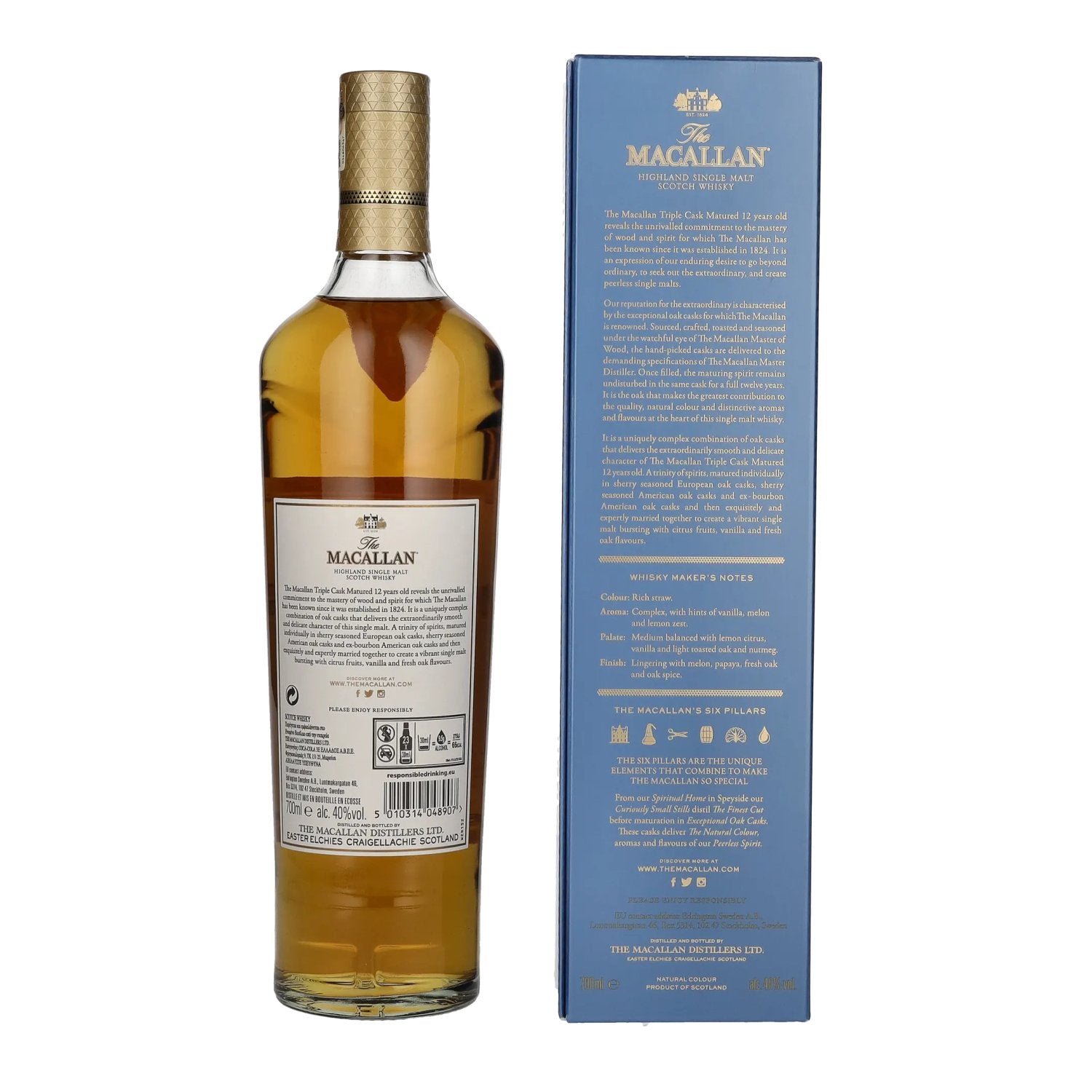 The Macallan 12 Years Old TRIPLE CASK RATURED 40% Vol. 0,7l in geschenkverpakking
