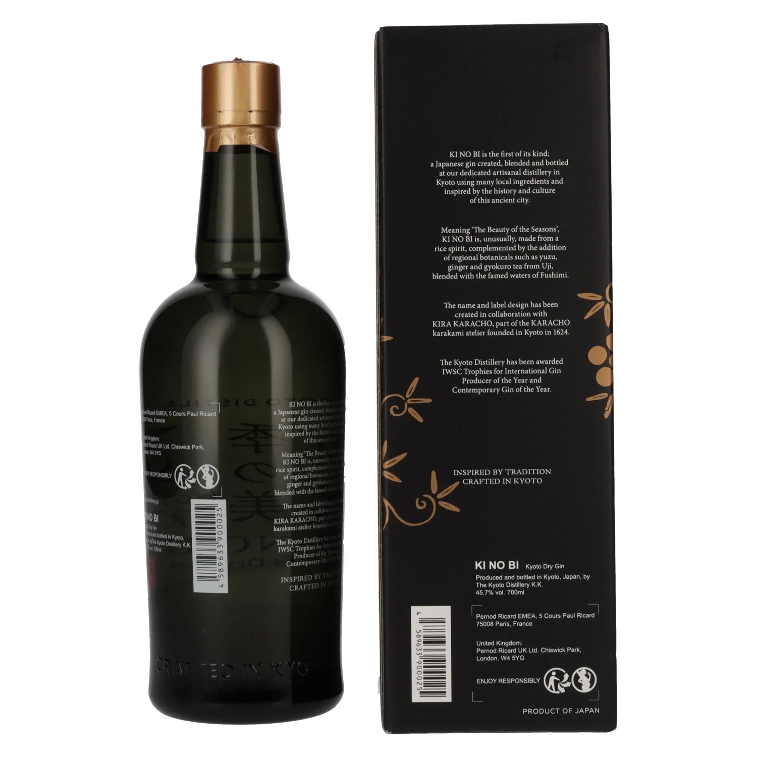 KI NO BI Kyoto Dry Gin 45,7% vol. 0,7l en boîte cadeau