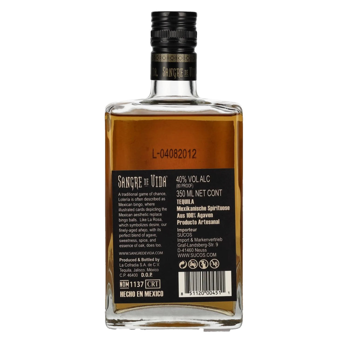 Sangre de Vida Loteria LA ROSA Añejo Tequila 100% de Agave 40% Vol. 0,35l