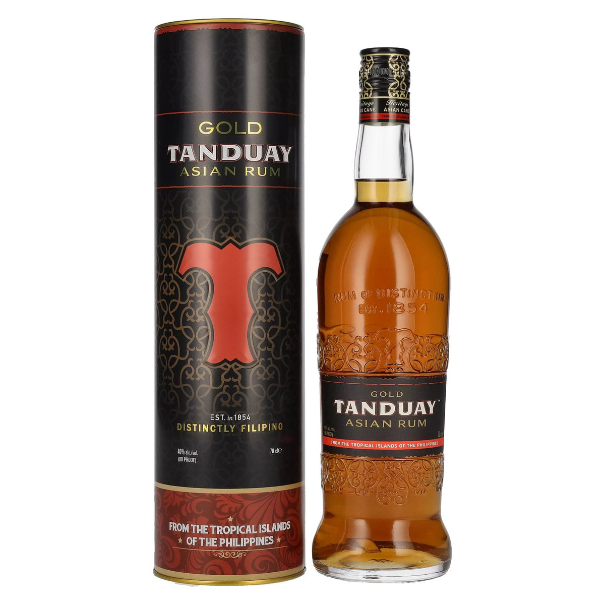 Rhum asiatique Tanduay Gold 40 % vol., 0,7 l, dans une boîte en fer-blanc