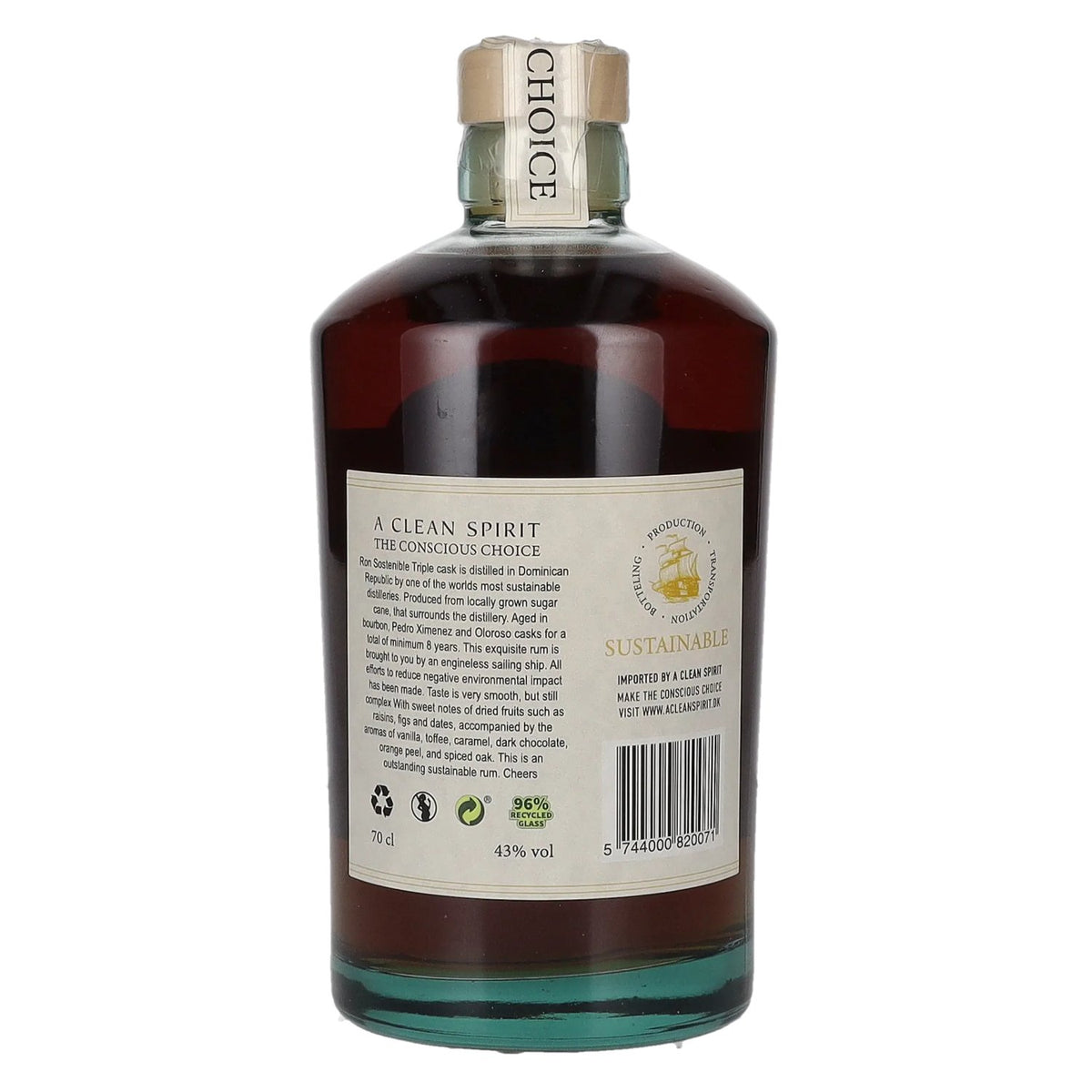 Ron Sostenible 8-Year-Old Triple Cask Rum 43% ABV 0.7l