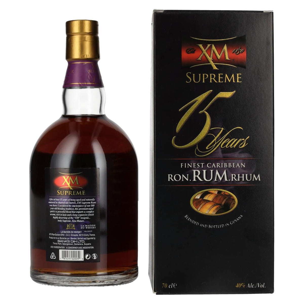 XM SUPREME 15 Years Old Finest Caribbean Rum 40% Vol. 0,7l in Geschenkbox