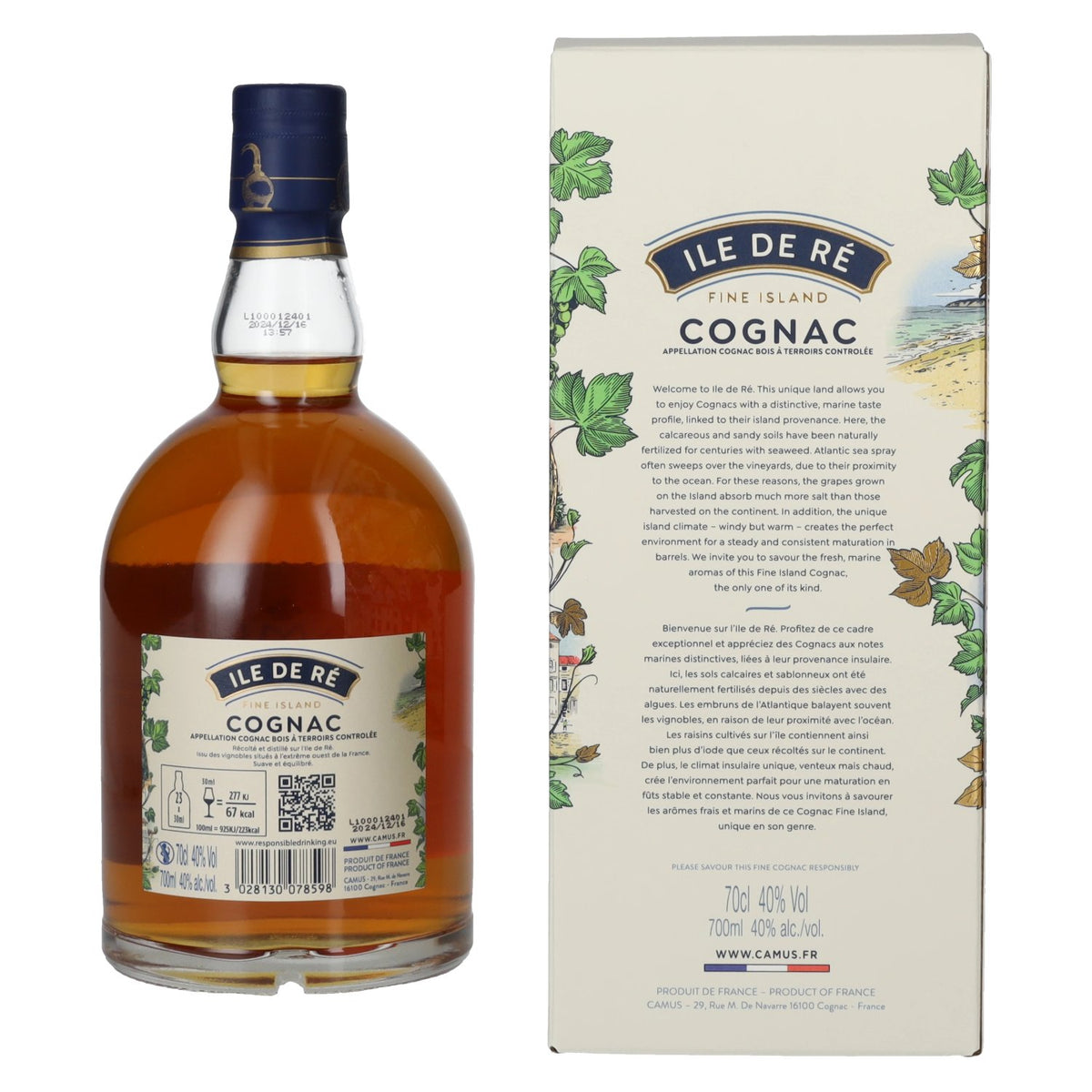 Camus ILE DE RÉ Cognac Fine Island 40% Vol. 0,7l in geschenkverpakking