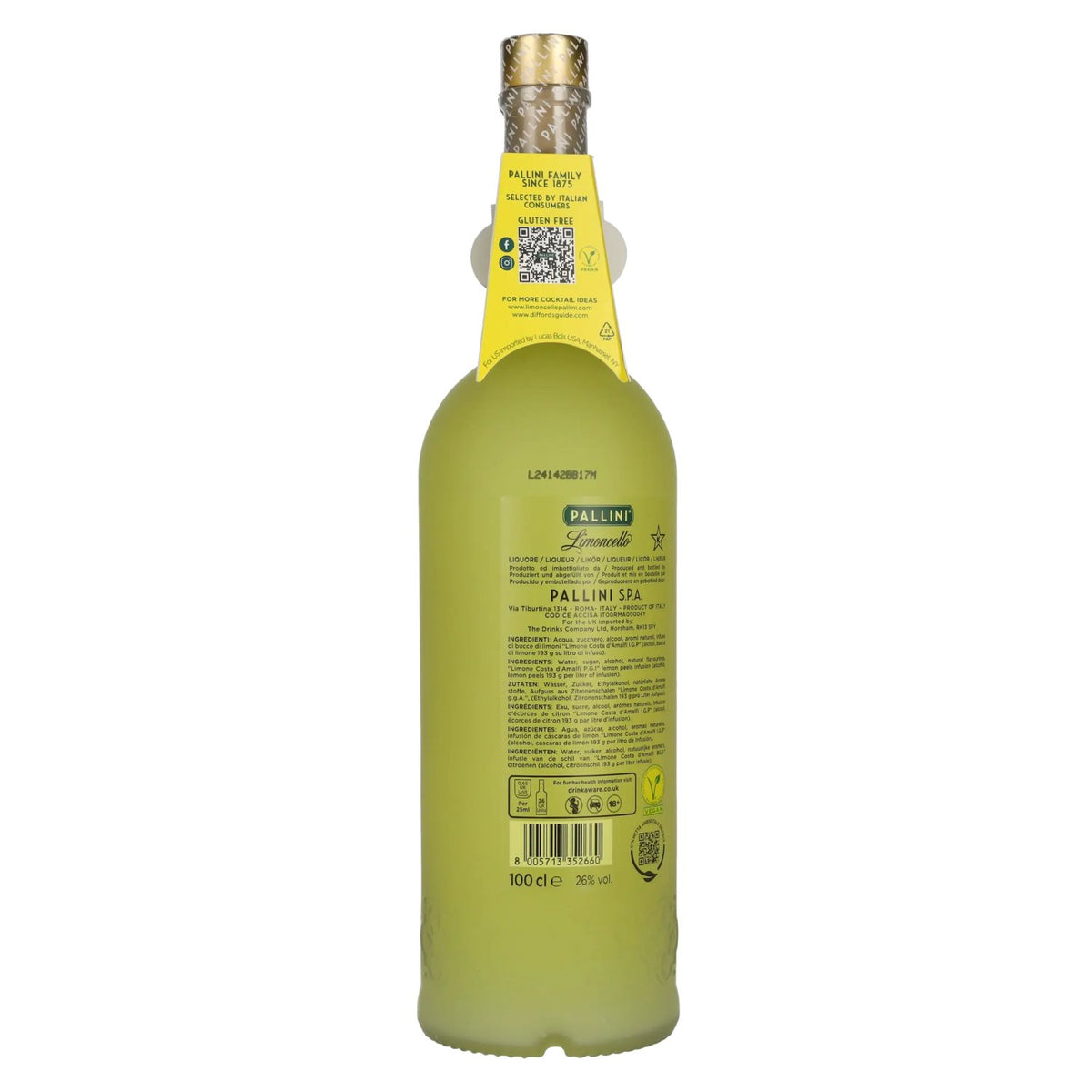 Pallini Limoncello Liqueur 26% vol. 1 litre