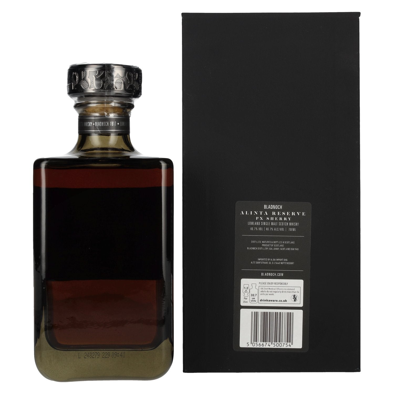 Bladnoch ALINTA RESERVE Lowland Single Malt Scotch Whisky PX Sherry Cask 2024 46,7% vol. 0,7l en coffret cadeau