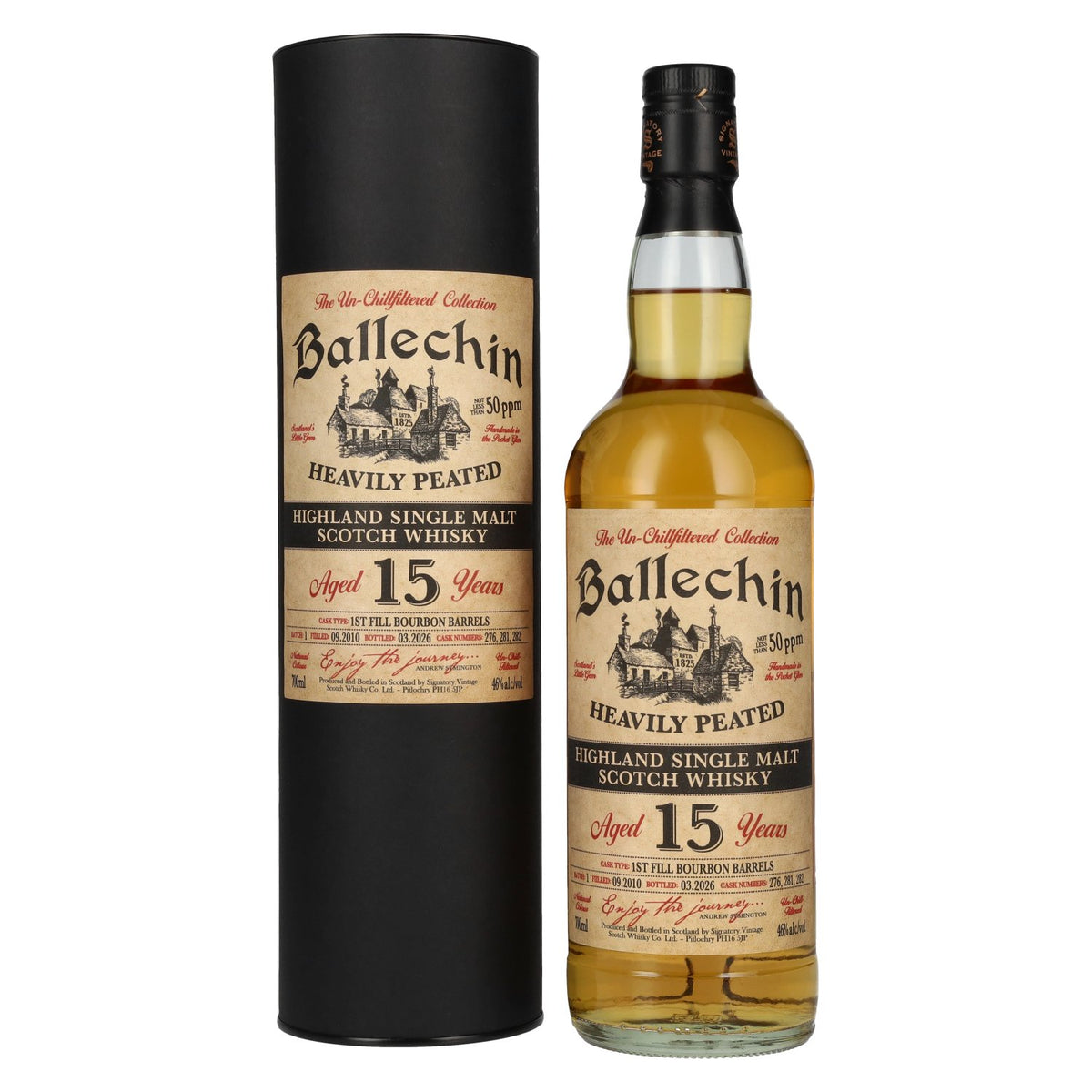 Signatory Vintage BALLECHIN 15 Years Old The Un-Chillfiltered 2010 46% Vol. 0,7l in Geschenkbox