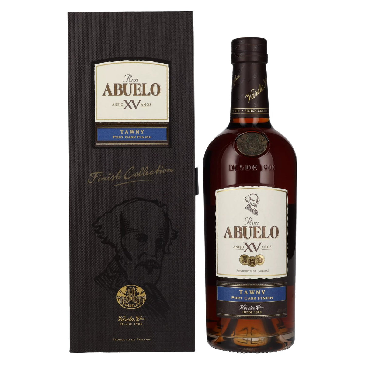 Ron Abuelo Añejo XV Años TAWNY, finition en fût de porto, 40 % vol., 0,7 l, dans un coffret cadeau