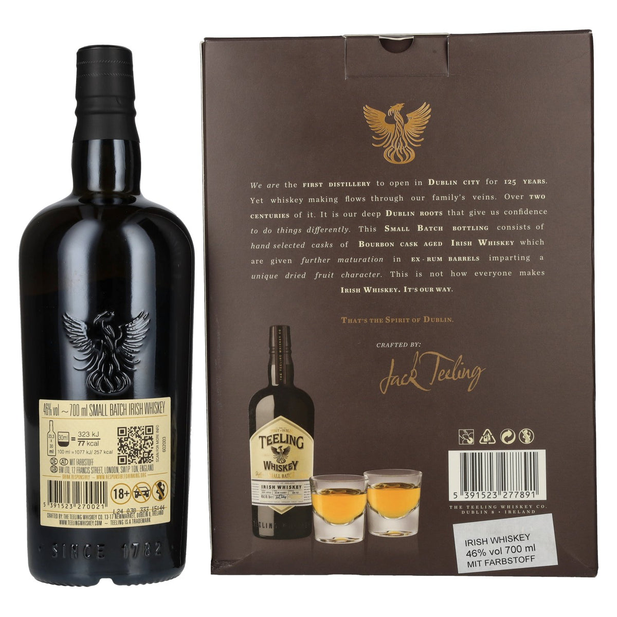 Teeling Whiskey SMALL BATCH Irish Whiskey Rum Cask 46% Vol. 0,7l in Geschenkbox mit 2 Gläsern