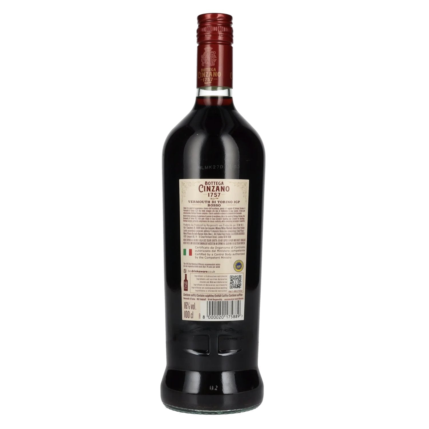 Bottega Cinzano 1757 Vermouth di Torino ROSSO 16% Vol. 1l