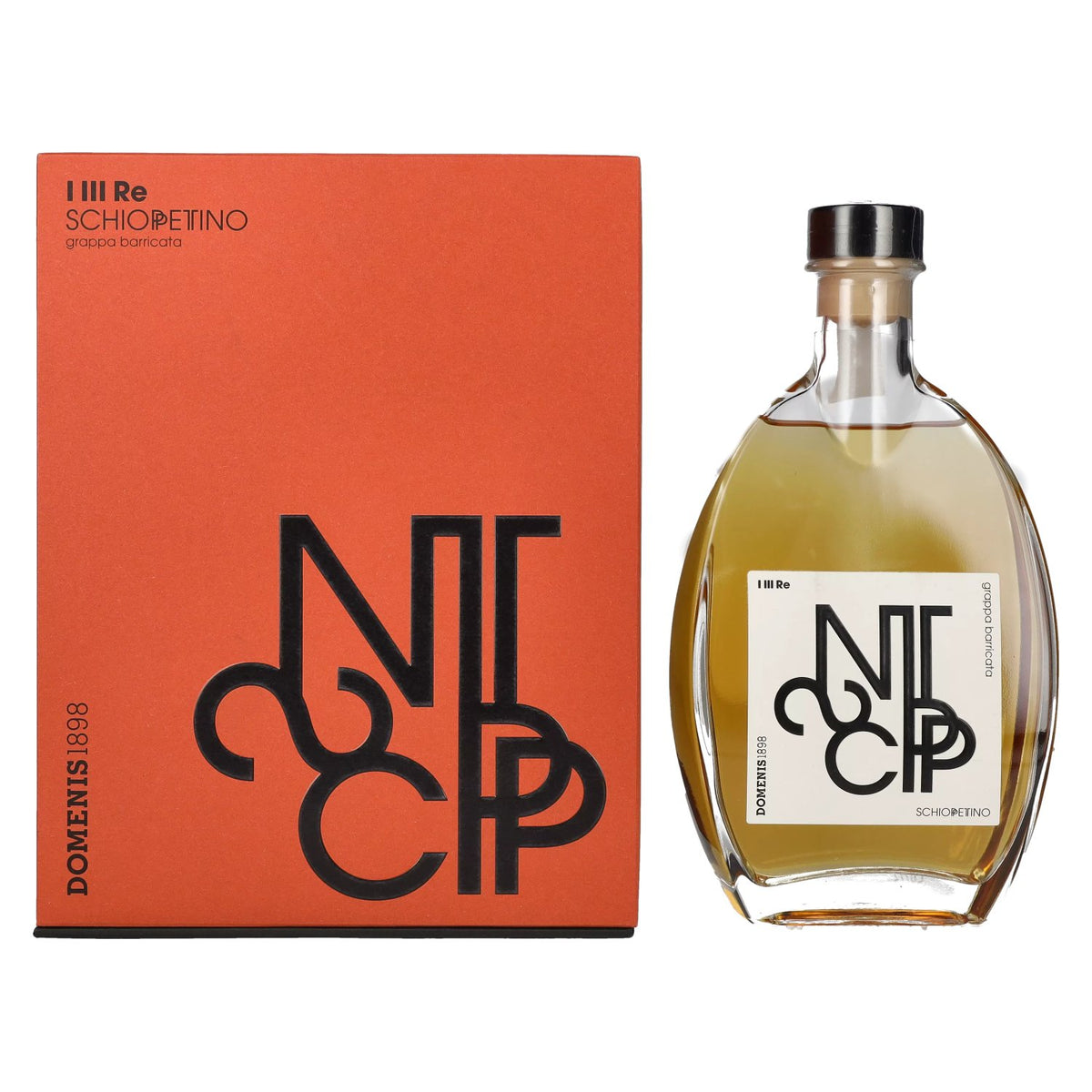 Domenis 1898 I III RE SCHIOPPETTINO gerijpte grappa in houten vaten 40% vol. 0,7 l in geschenkverpakking