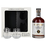 Ron Espero Caribbean Coconut &amp; Rum Likeur 40% vol. 0,7 l in geschenkverpakking met 2 glazen